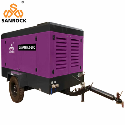 CE 20bar Puissance du moteur 191KW Moteur diesel portable Compresseur d'air à vis rotatif pour l'exploitation minière