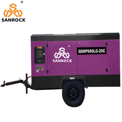Compresseur d'air à vis portable de 2800 kg de capacité 20 Bar pour le réservoir de carburant 340L