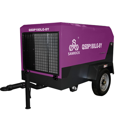 Forage de puits d'eau et exploitation minière Compresseur d'air à vis diesel portable à 2 roues