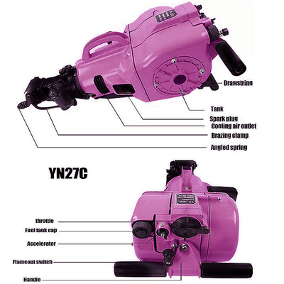 YN27C Puissante machine de forage à l'essence pour la roche, casse-béton, marteau hydraulique portable