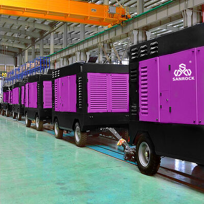 Moteur  à faible bruit Compresseur d'air à vis diesel portable de 25 bar pour l'exploitation minière