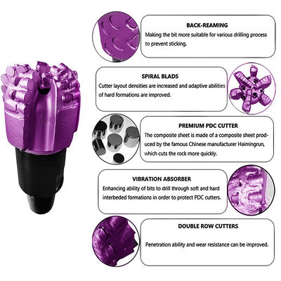 Foret de forage PDC en acier à haute teneur en manganèse, forets de forage pour champs pétrolifères, cône carré API, foret PDC