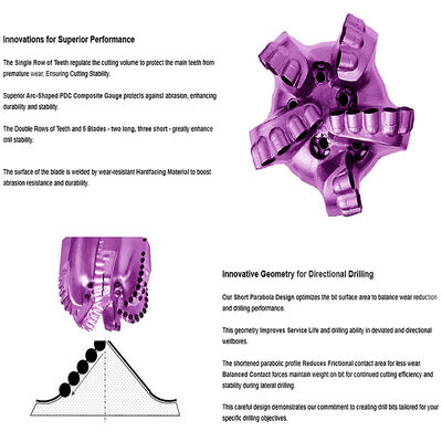 4/5/6/8 Blades PDC Perçage de roches dures moyennes Perçage de puits d'eau profonde