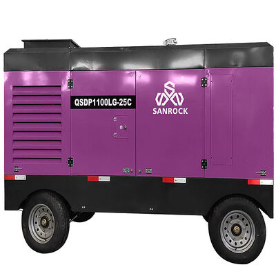 Moteur  à faible bruit Compresseur d'air à vis diesel portable de 25 bar pour l'exploitation minière