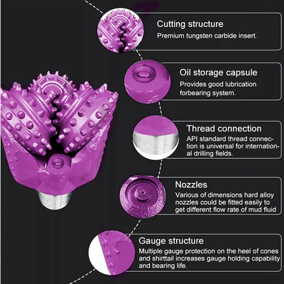 Trépans diamantés à cônes à joint en caoutchouc pour l'industrie pétrolière et gazière
