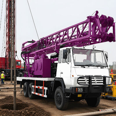 Équipement de forage de puits d'eau souterraine Des performances robustes Un camion monté sur une plateforme de forage de puits d'eau